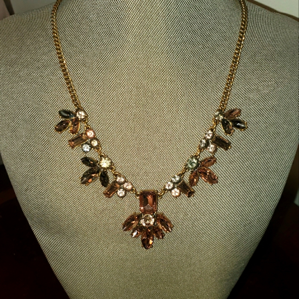 Beautiful Champagne Colored Gemstone Statement Necklace